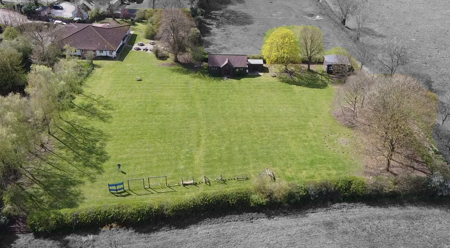 Aerial view of the Guide Centre and campsite