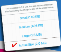 Choose the Actual Size option on mobile devices